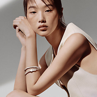 Boucle Sellier Inflexible bracelet, small model - Silver | Hermès